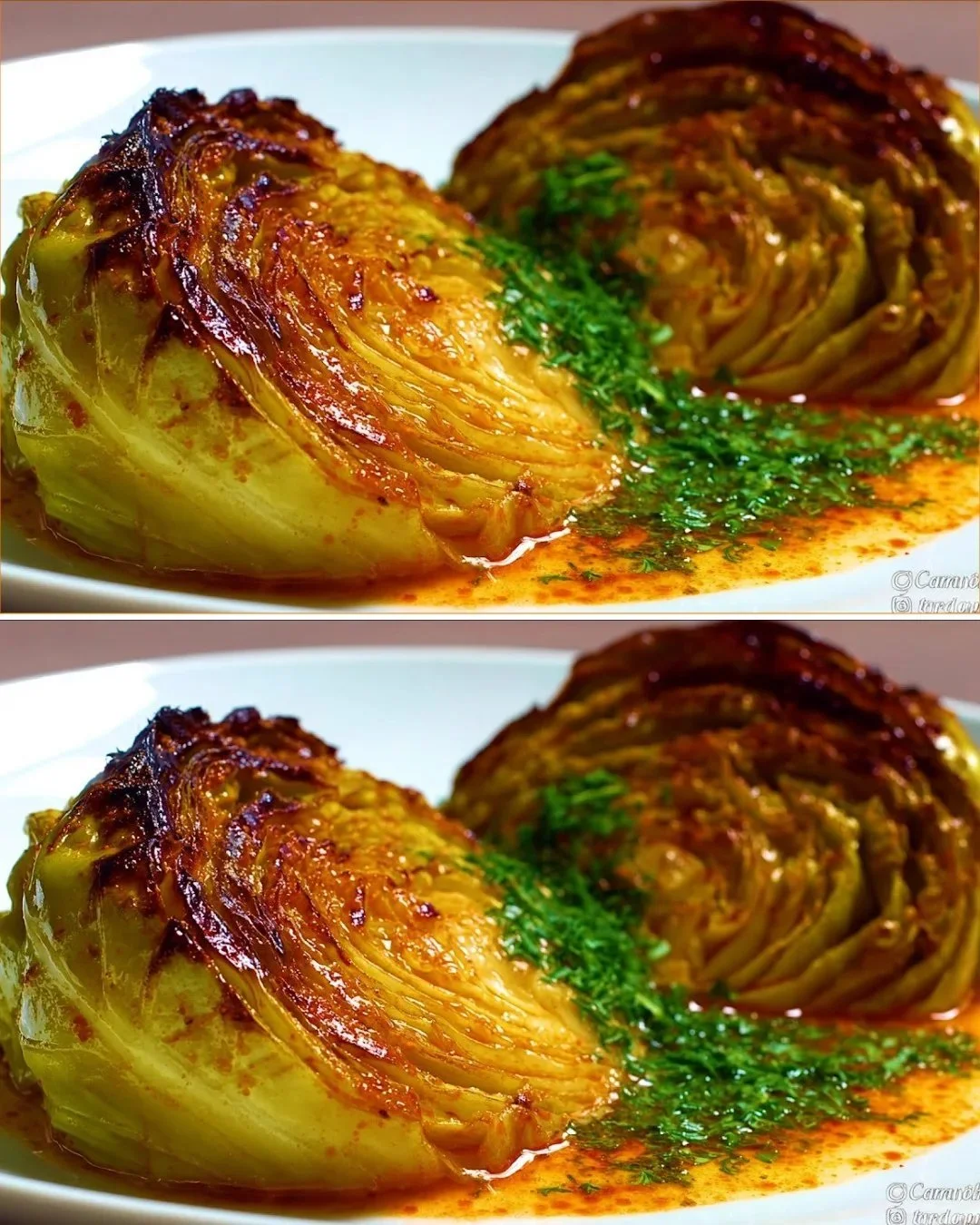Gerösteter Kohl mit Gewürzen auf einem Teller, gesund und lecker