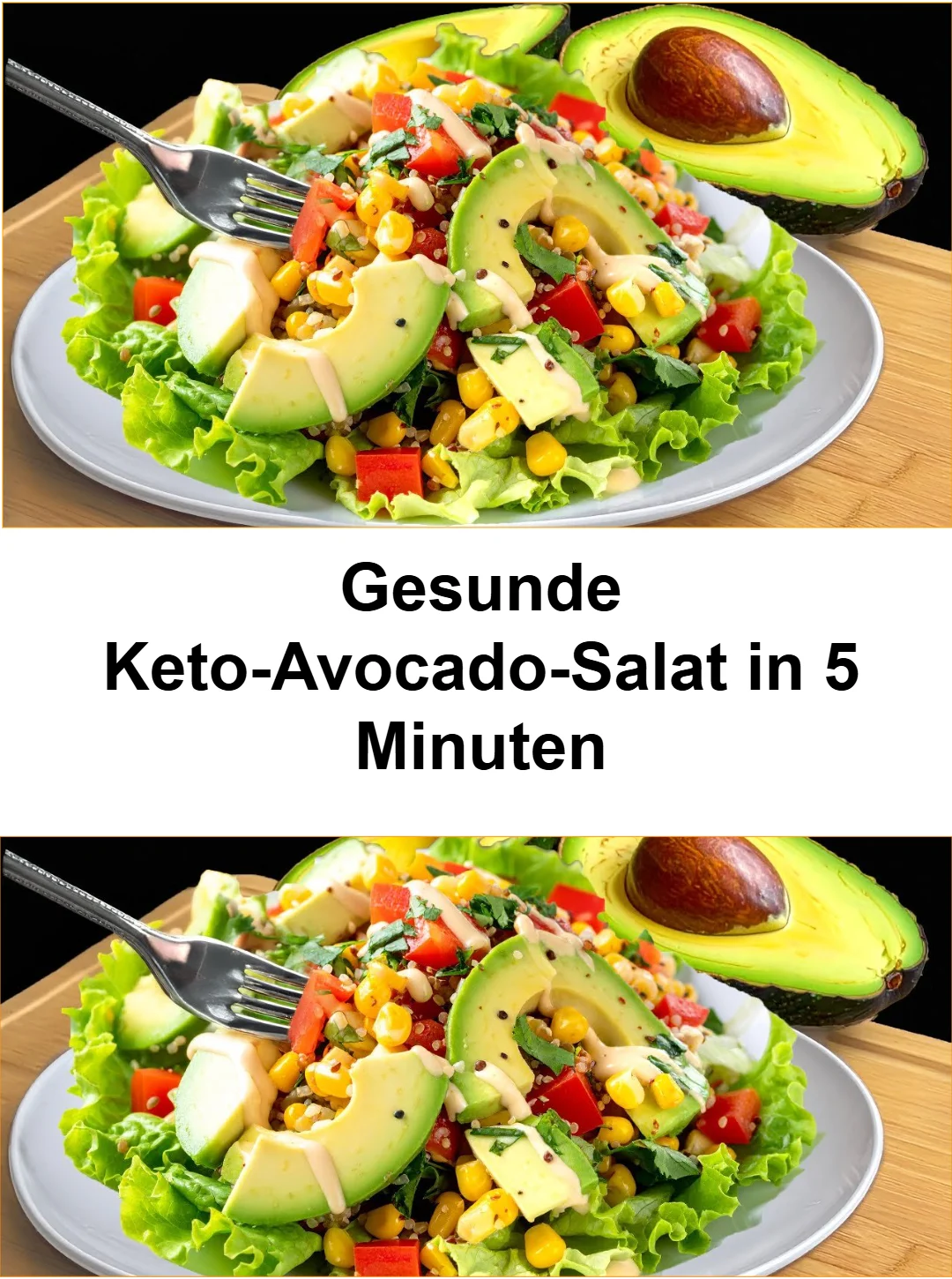 Gesunder Keto-Avocado-Salat in einer Schüssel, ideal für eine schnelle Mahlzeit