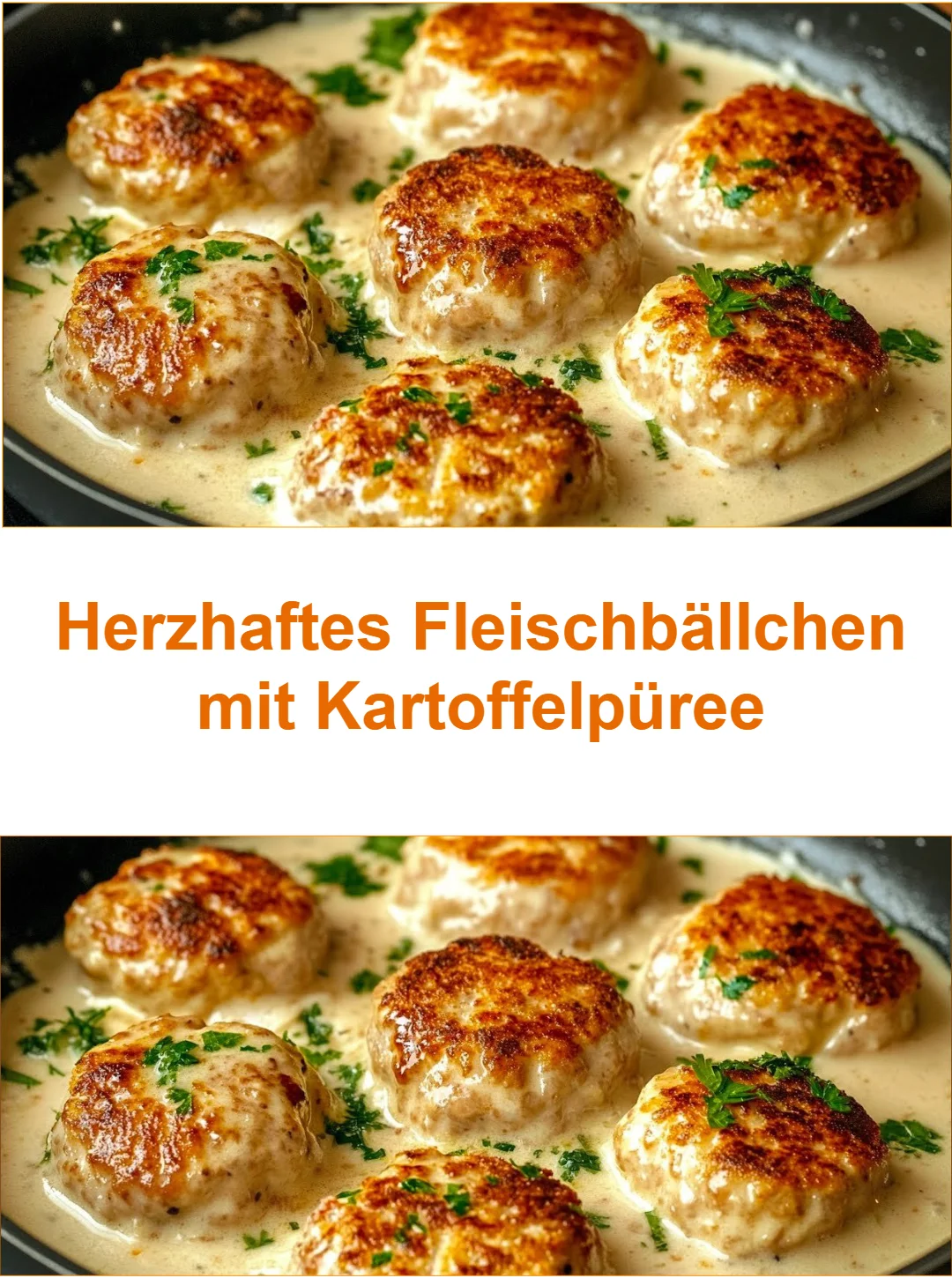 Herzhaftes Fleischbällchen serviert mit cremigem Kartoffelpüree.