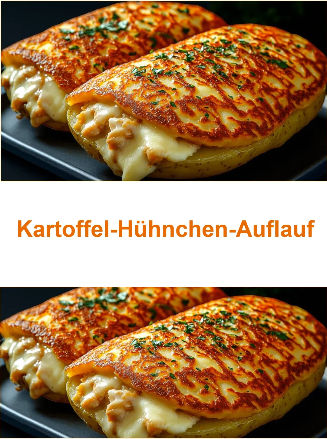 Leckerer Kartoffel-Hühnchen-Auflauf frisch aus dem Ofen