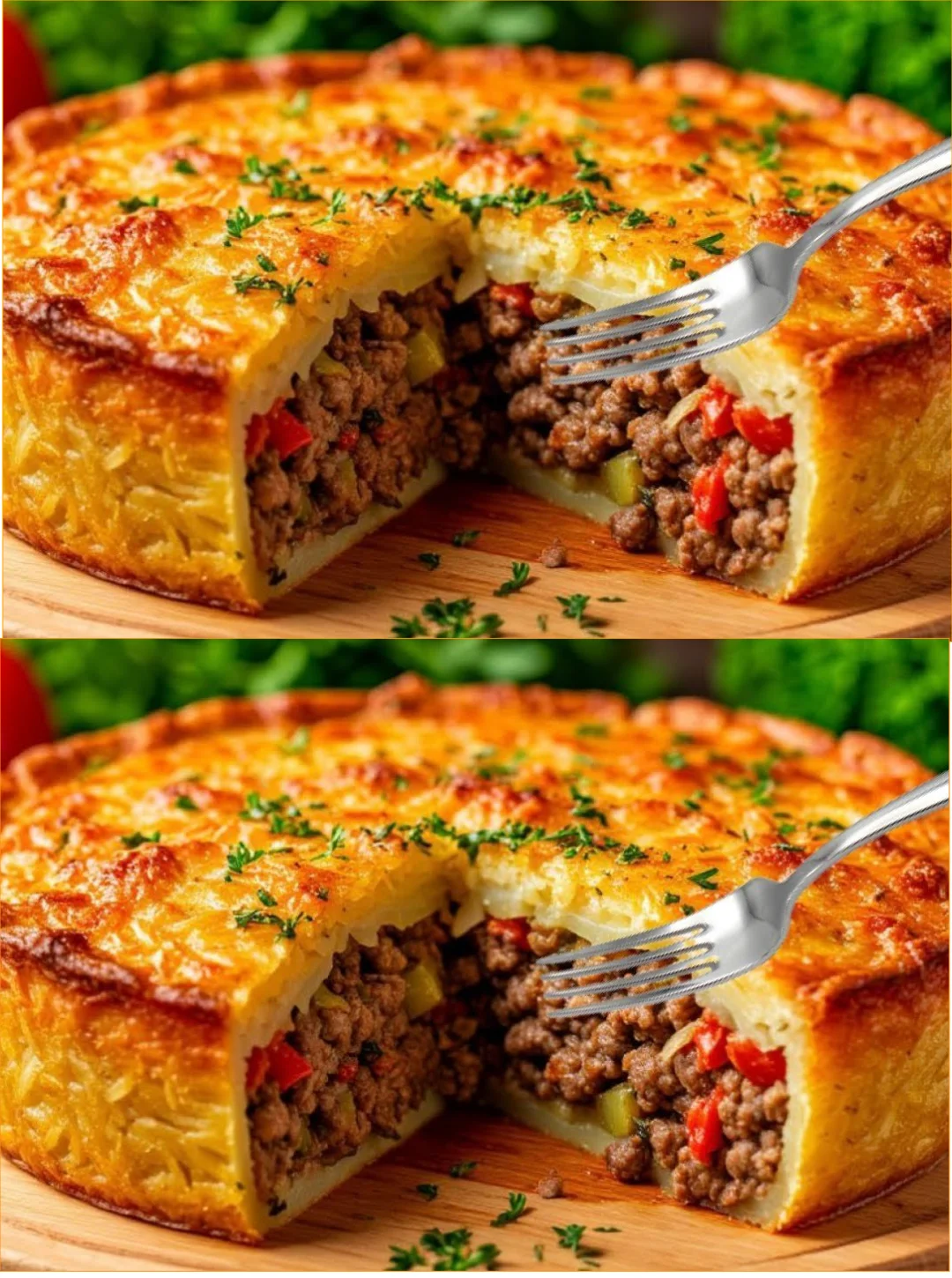 Kartoffeln mit Hackfleisch auf einem Teller serviert