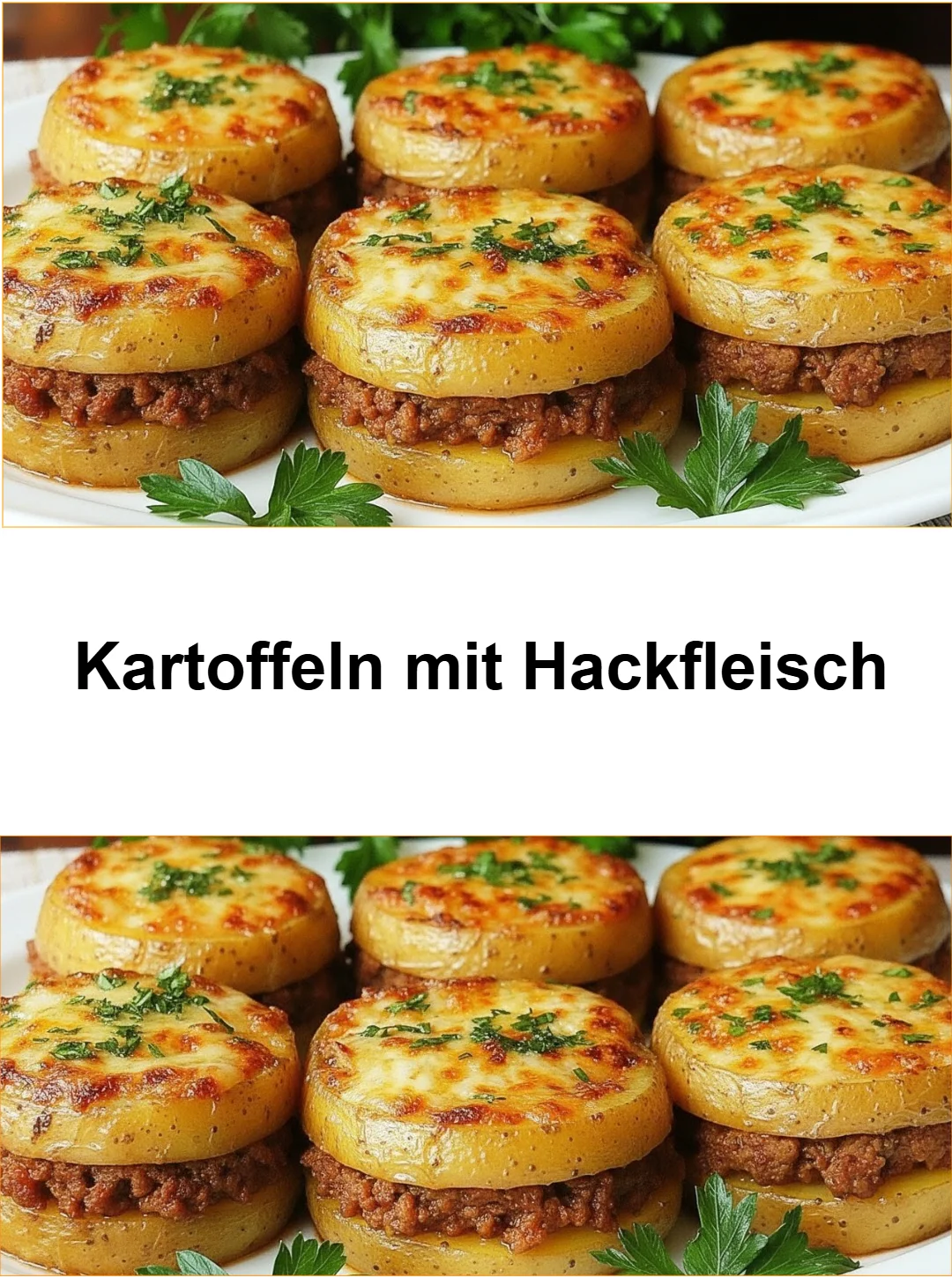 Kartoffeln mit Hackfleisch auf einem Teller serviert, garniert mit frischen Kräutern.