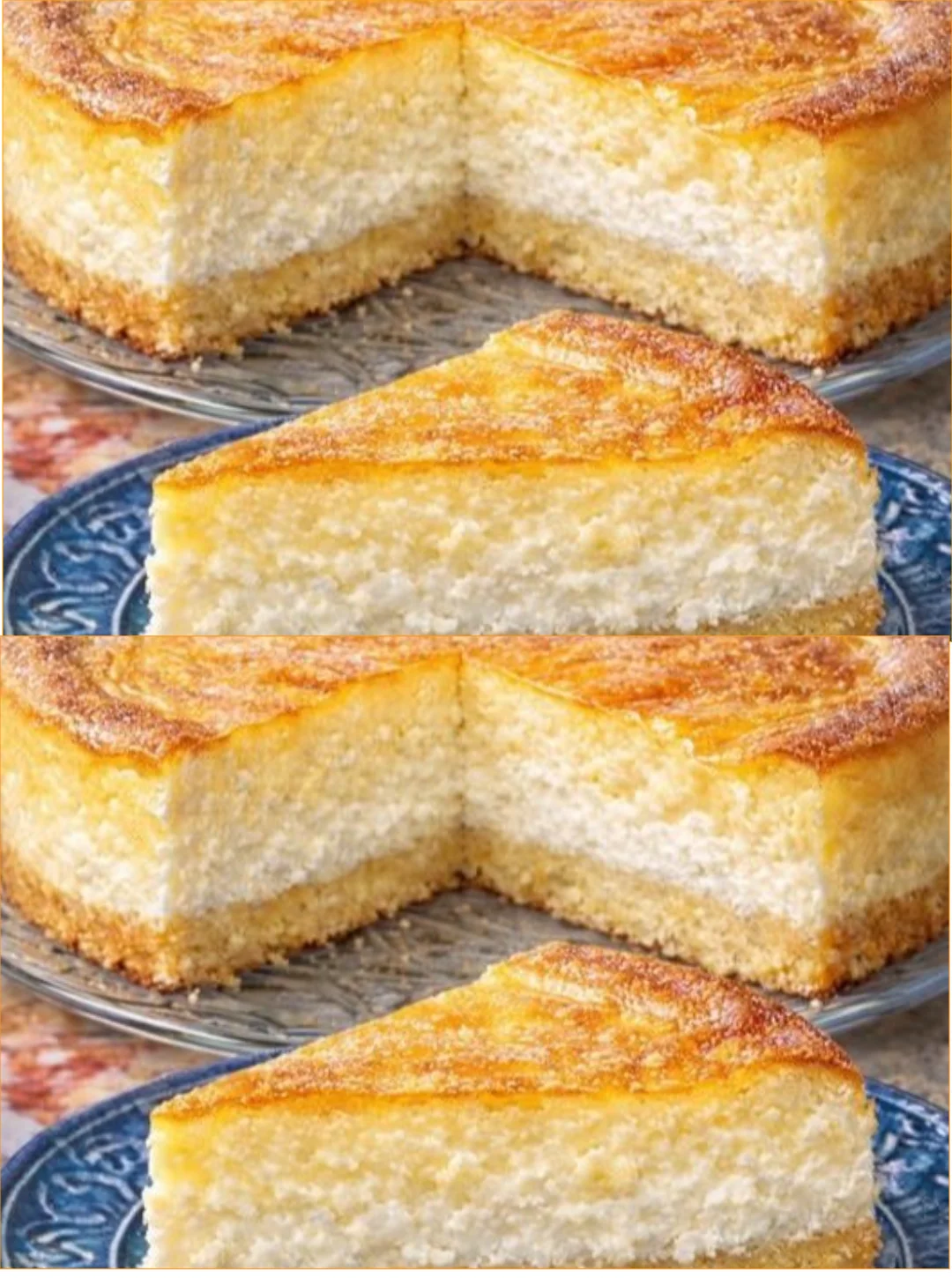 Leckerer Käsekuchen mit Quark auf einem Teller serviert
