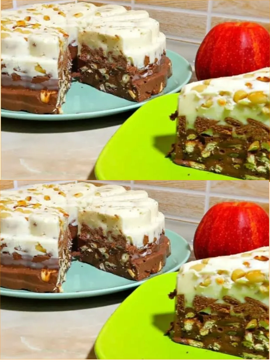 Zweischichtiger Käsekuchen mit luftiger Füllung und köstlichem Boden