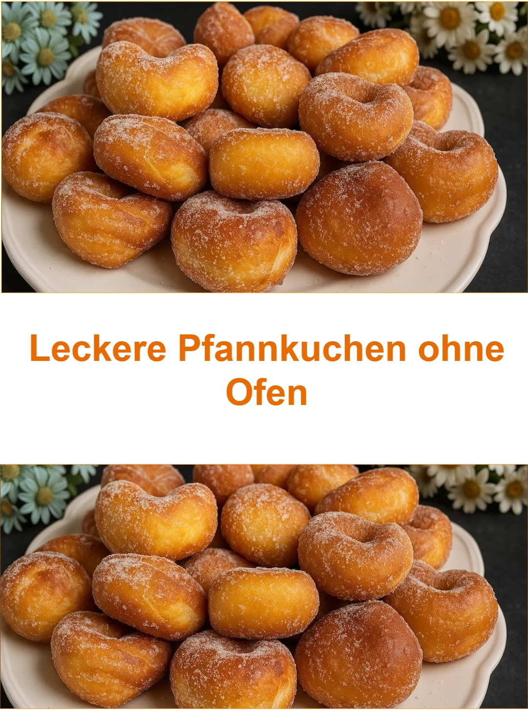 Fluffige Pfannkuchen ohne Ofen auf einem Teller serviert