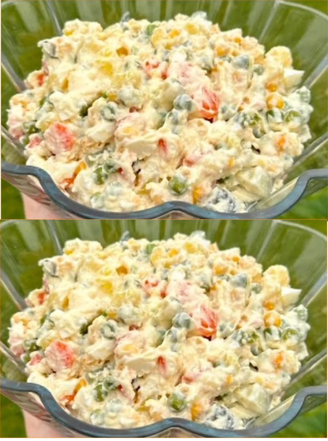 Leichter russischer Salat ohne Mayonnaise in einer Schüssel