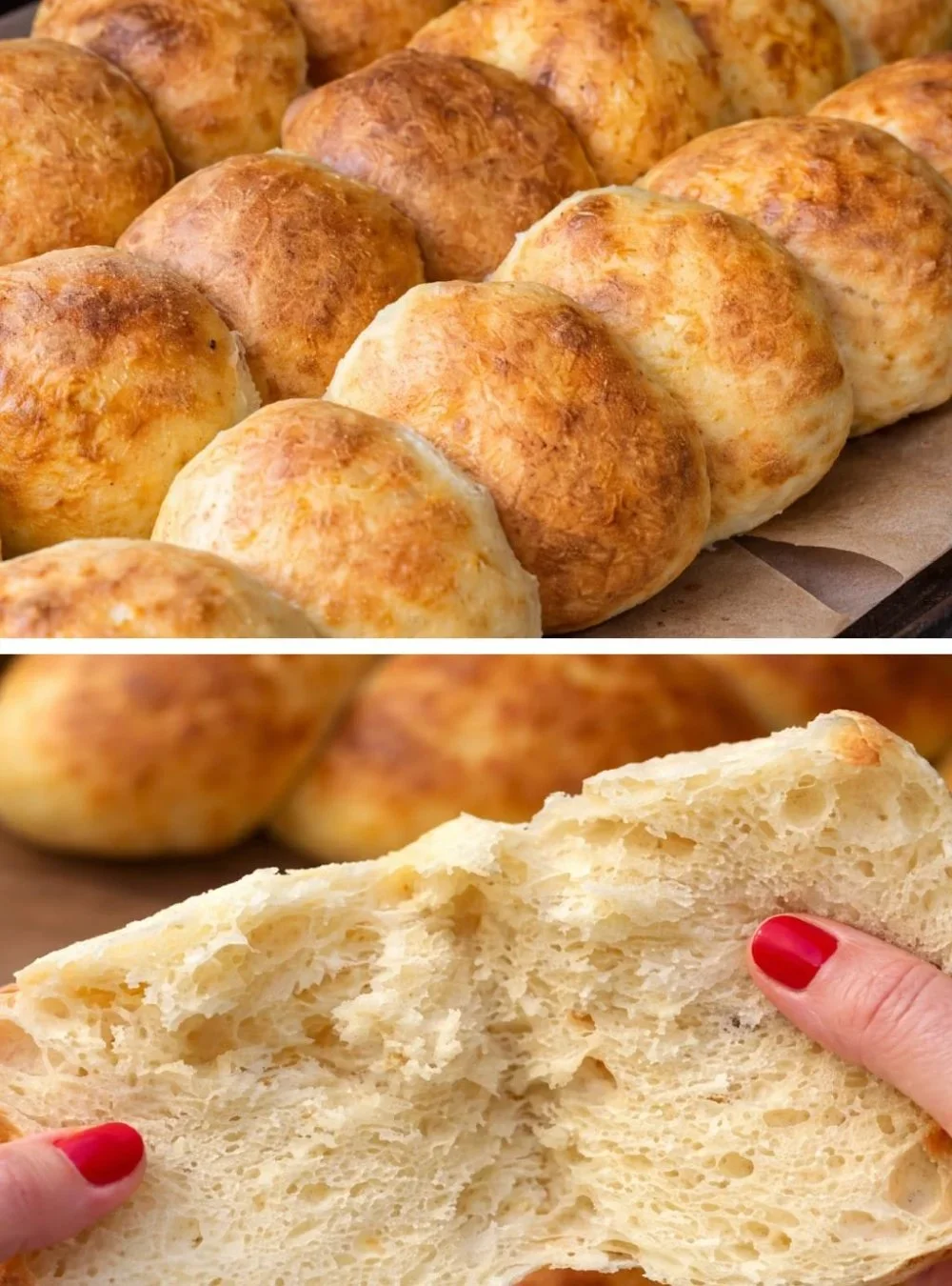 Super weiche Joghurtbrötchen auf einem Holzbrett