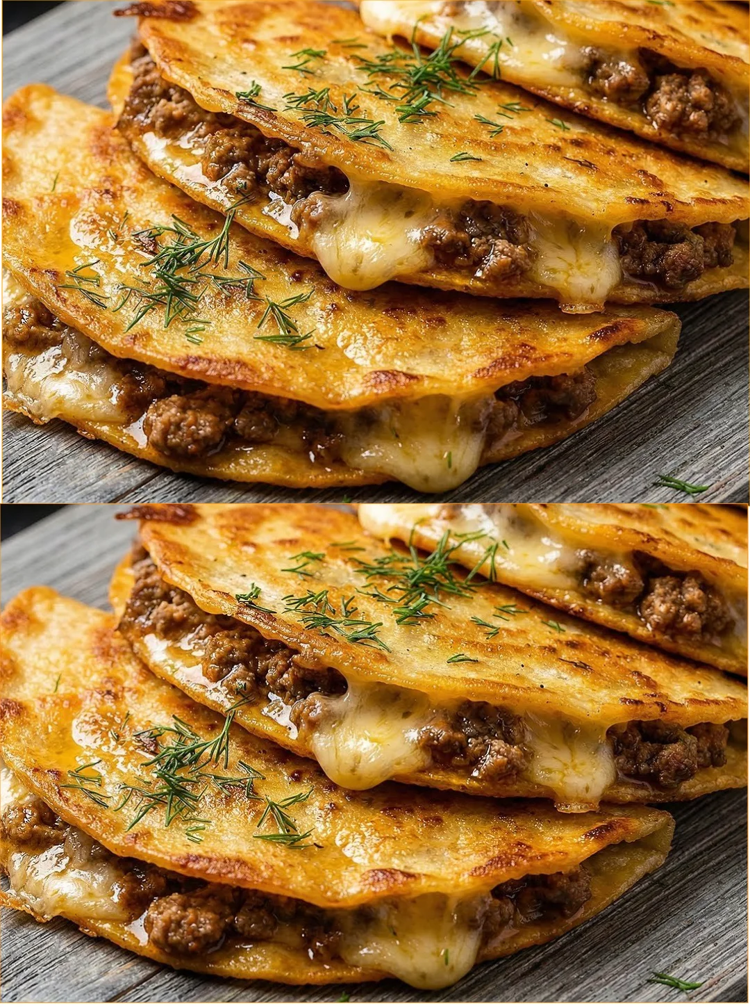 Tortilla mit gehacktem Fleisch auf einem Teller serviert