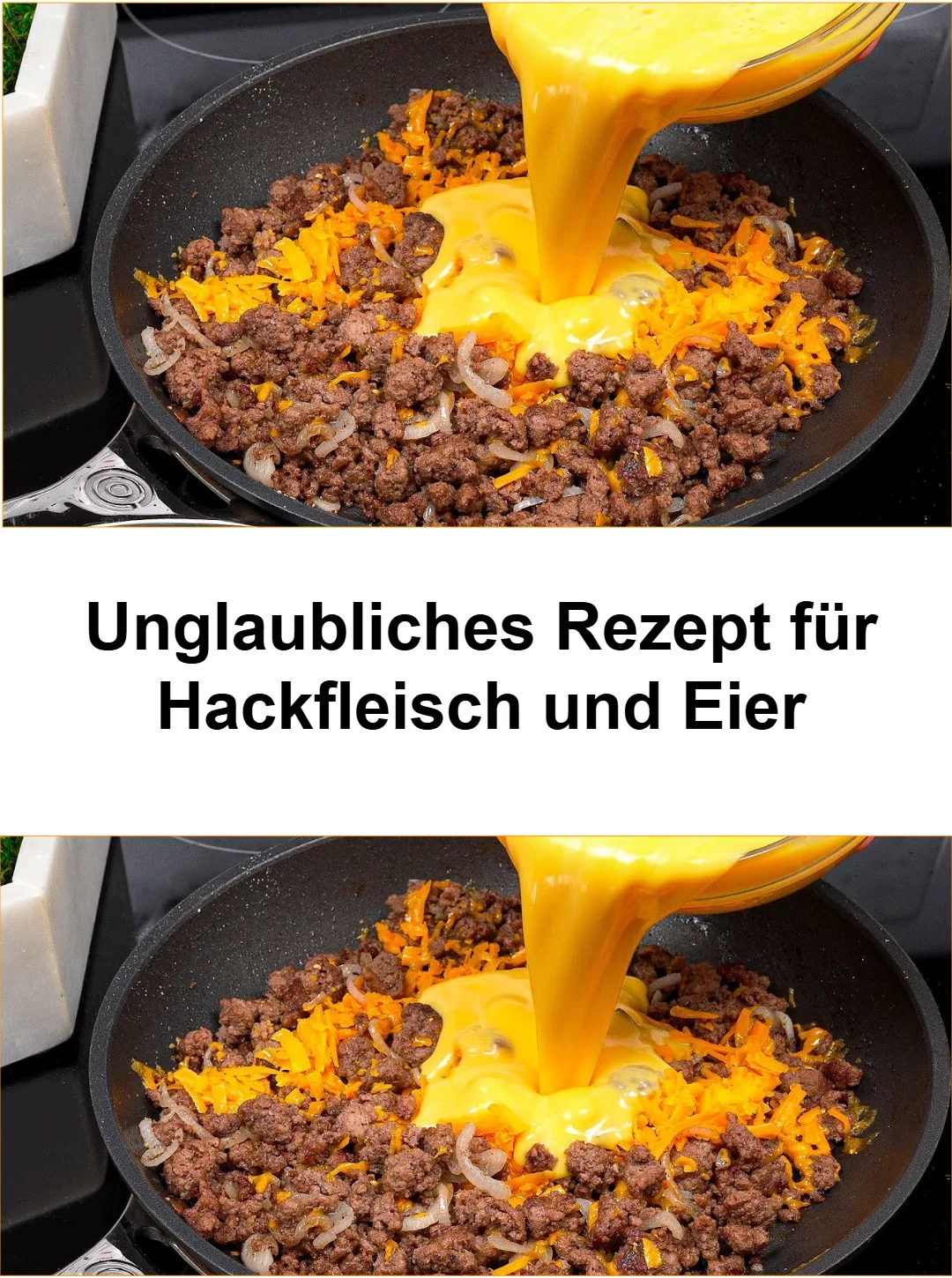 Leckeres Rezept für Hackfleisch und Eier auf einem Teller.