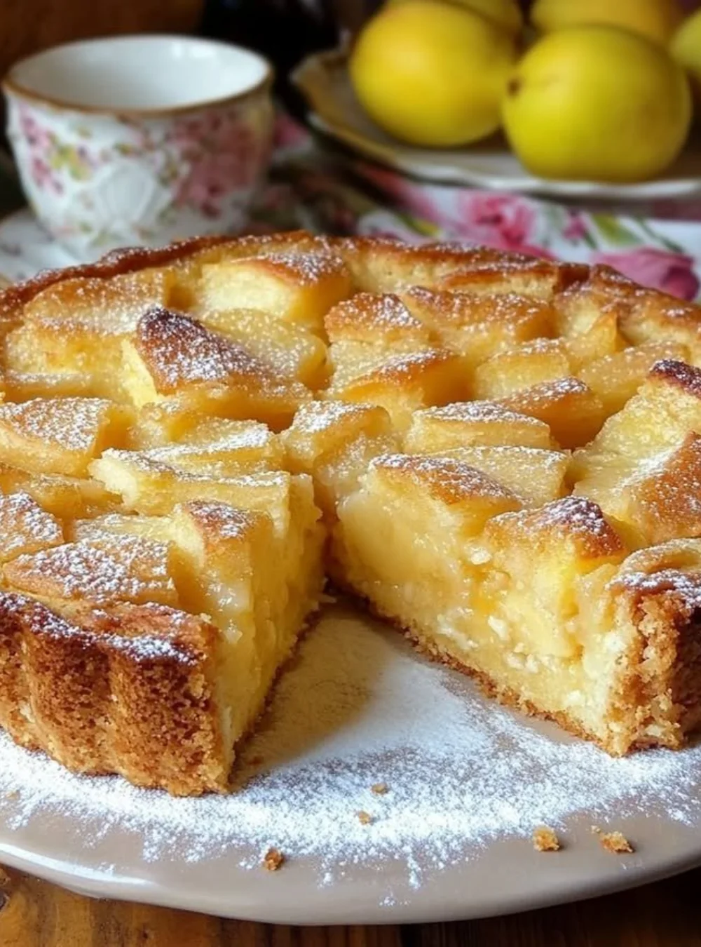 Leckerer Apfelkuchen mit frischen Äpfeln und Zimt, ideal für Dessert