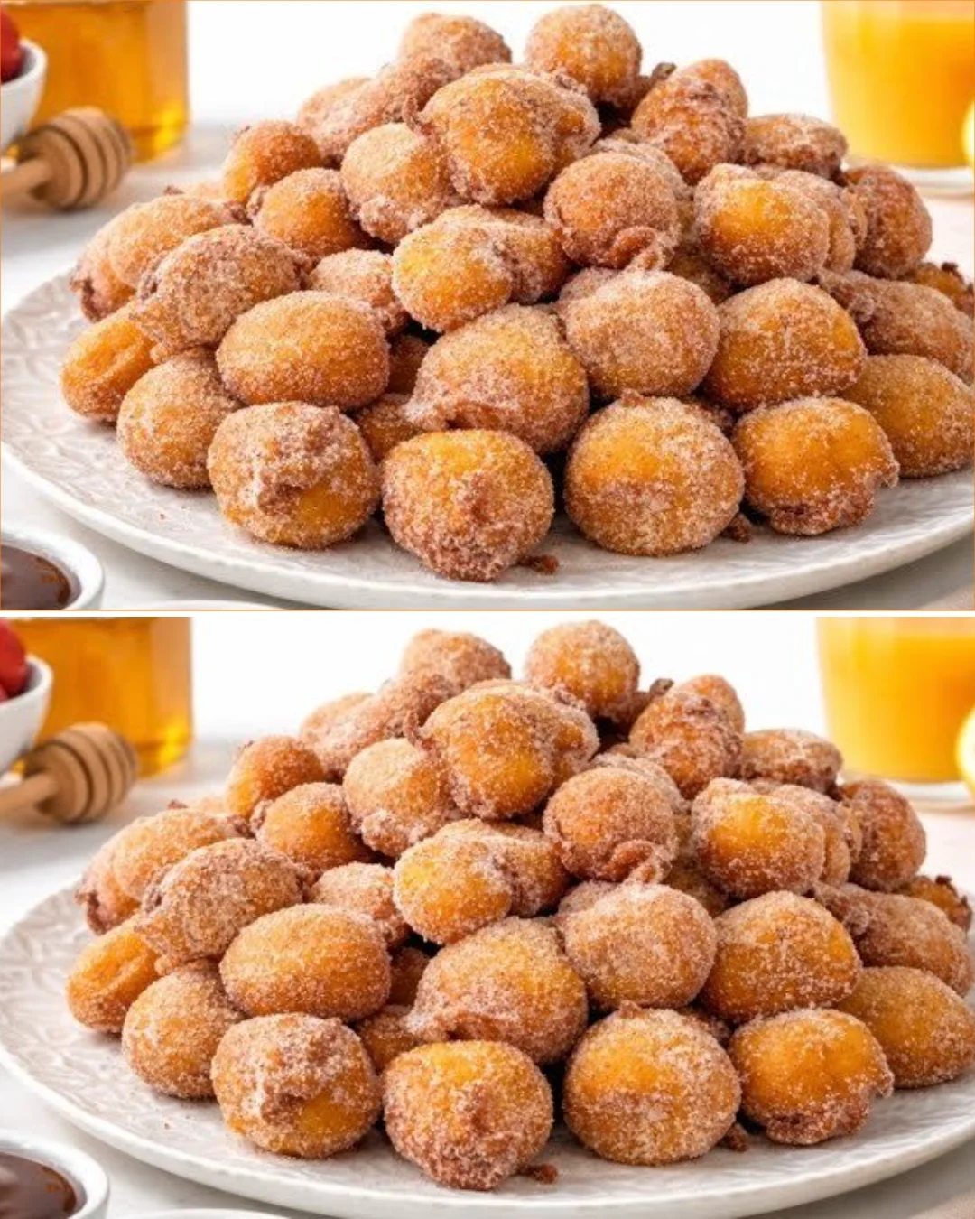 Köstliche Buñuelos de Ángel für die Semana Santa serviert auf einem Teller.