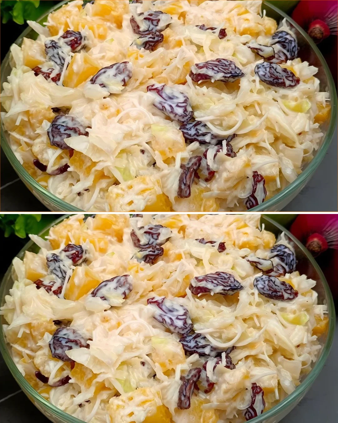 Cremiger Kohl-Pineapple-Salat mit frischem Gemüse und Ananas