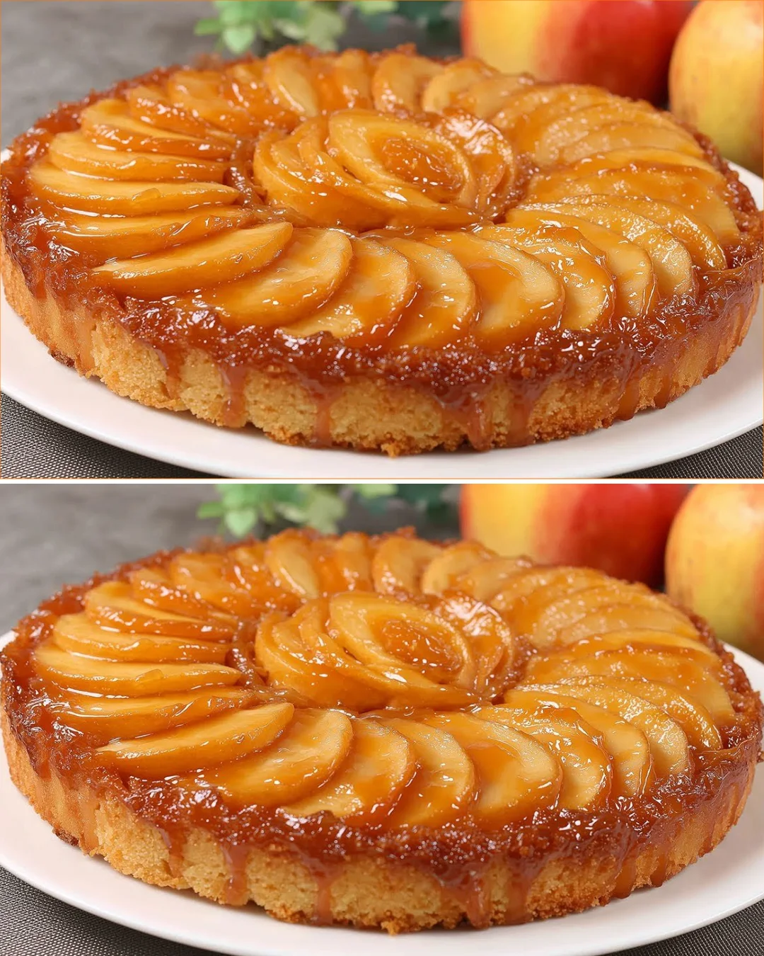 Italienischer Apfelkuchen mit frischen Äpfeln und Gewürzen, serviert auf einem Teller.