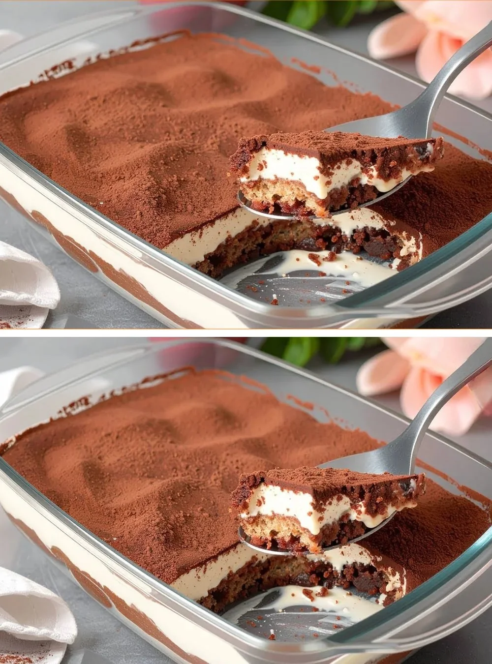 Hafer-Tiramisu, gesundes veganes Dessert mit Haferflocken und Schokolade