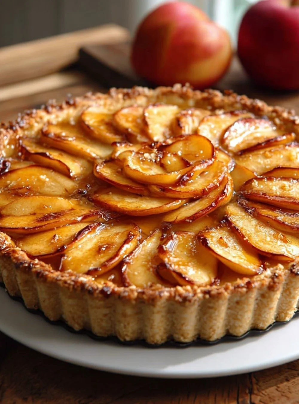 Haferkuchen mit Apfel und Banane auf einem Teller, lecker und gesund