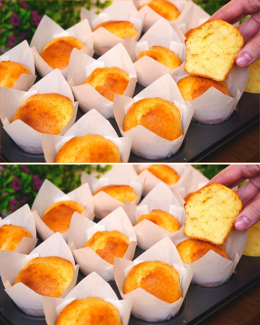 Fluffige Kondensmilch-Muffins frisch aus dem Ofen, ideal als schneller Snack.