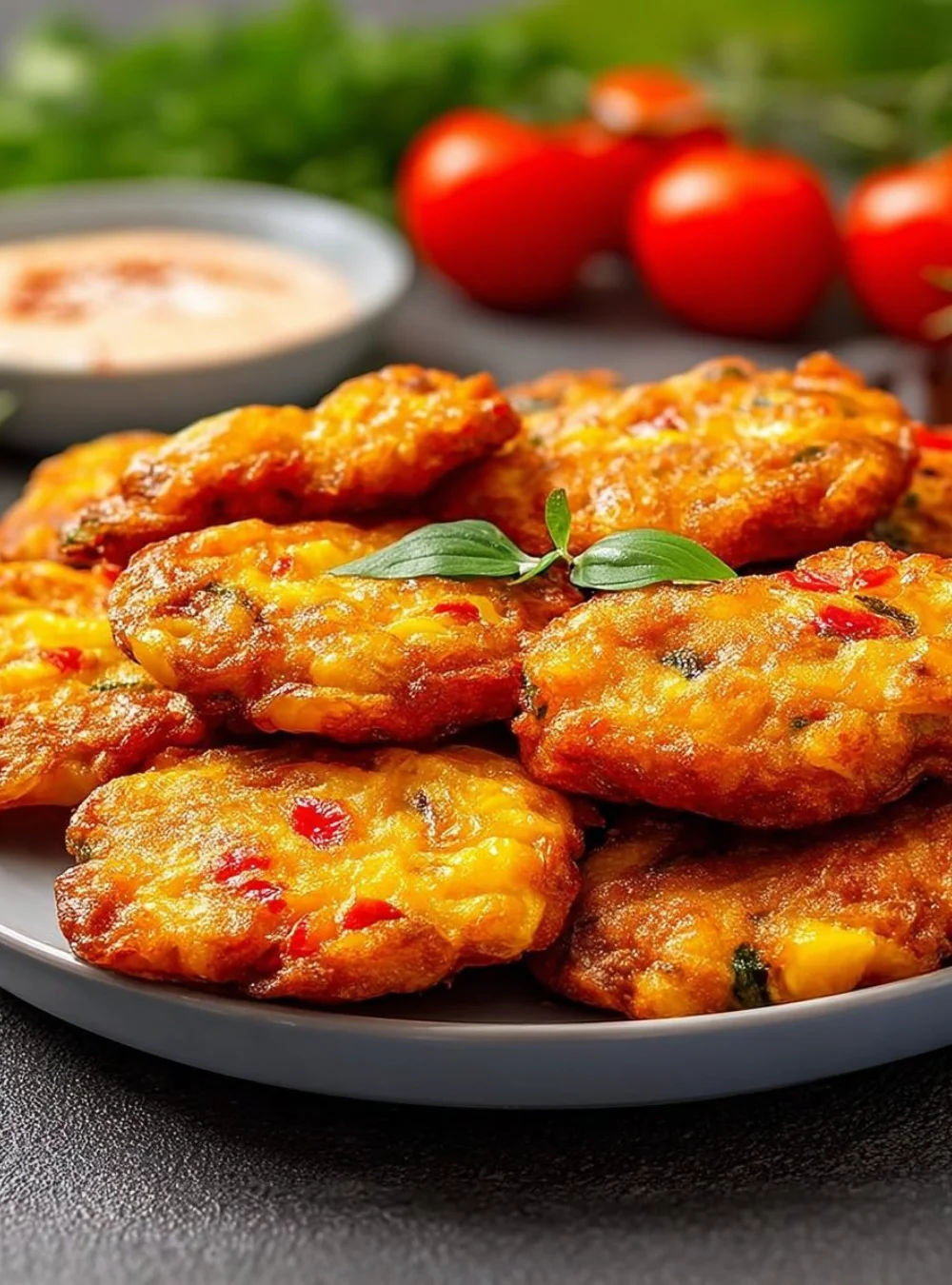 Leckere Mediterrane Frittelle aus frischen Zutaten serviert