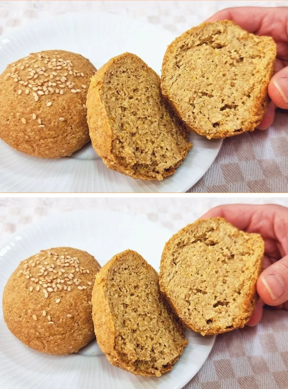 Niedrig-Kohlenhydrat-Brot auf einem Holzbrett angerichtet