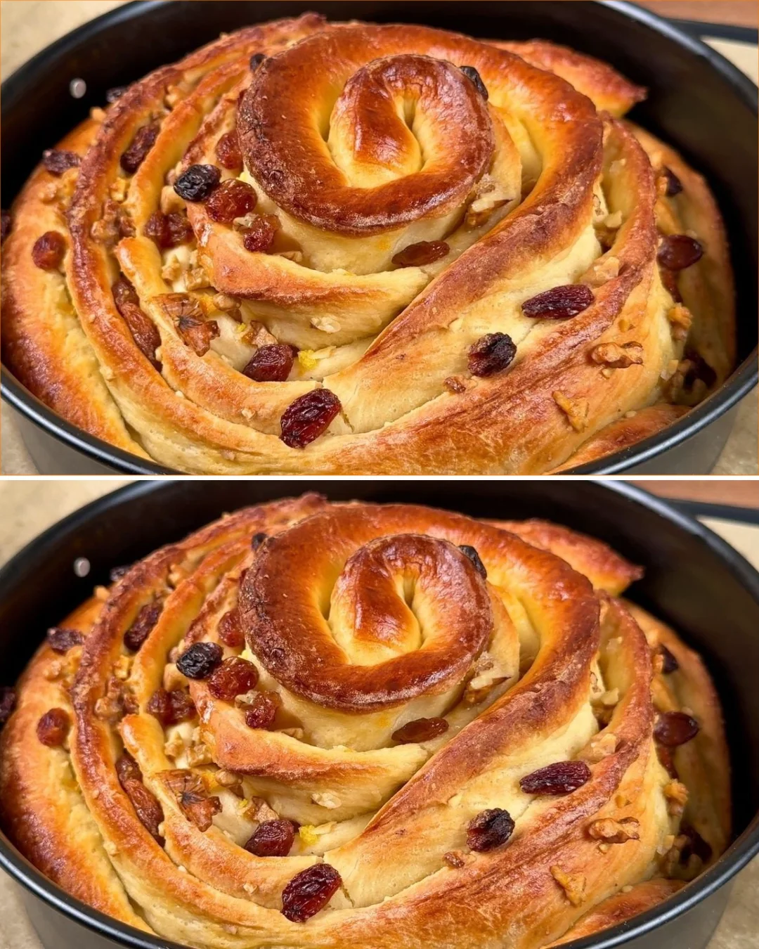 Pan de Navidad Esponjoso und Delicioso auf einem Holzbrett.