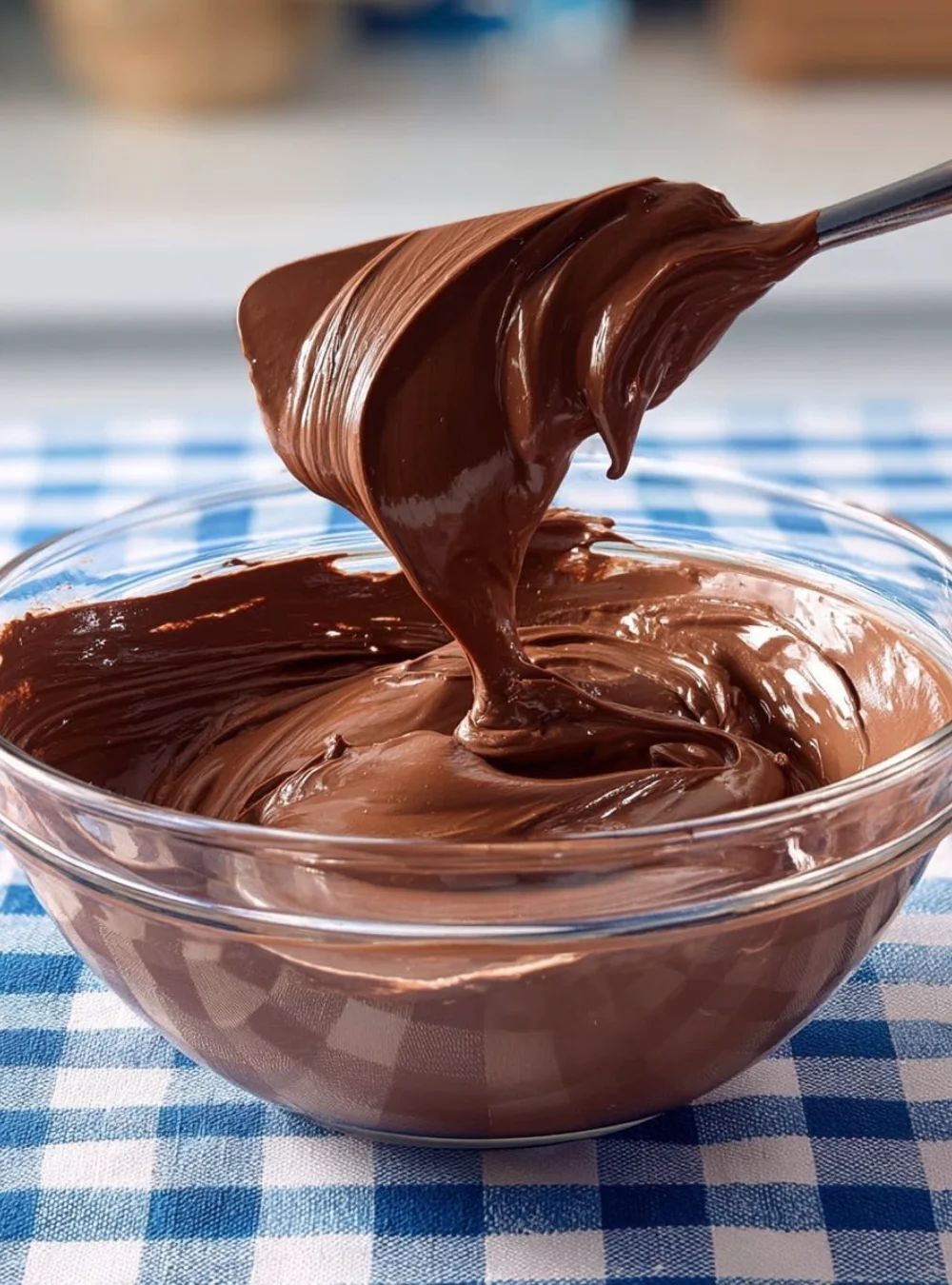 Schokoladenganache in einer Schüssel, bereit für Desserts