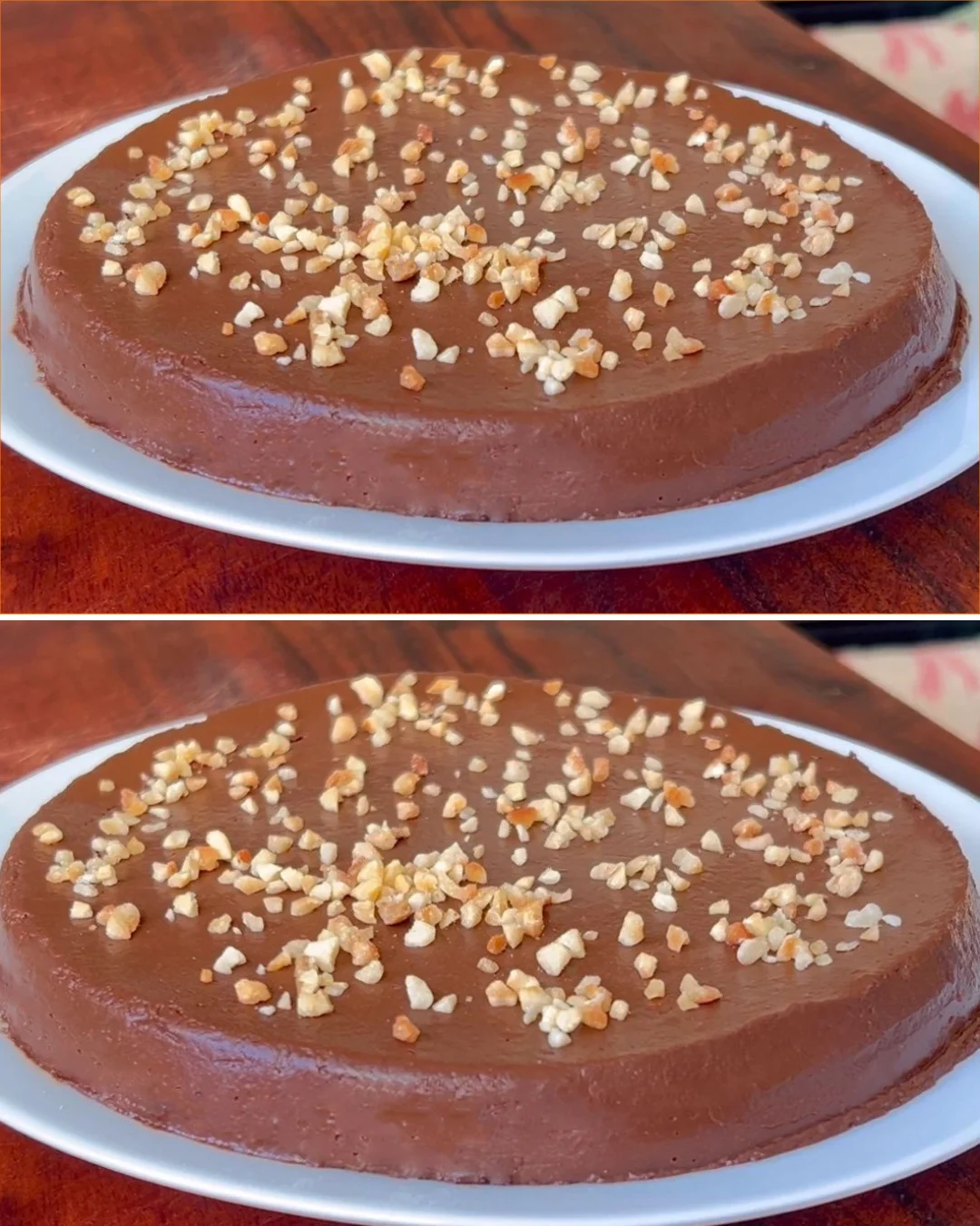 2-Zutaten Schokoladen-Fudge-Kuchen auf einem Teller serviert.