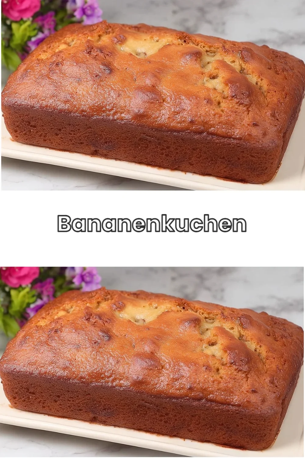 Saftiger Bananenkuchen mit reifen Bananen und Nüssen