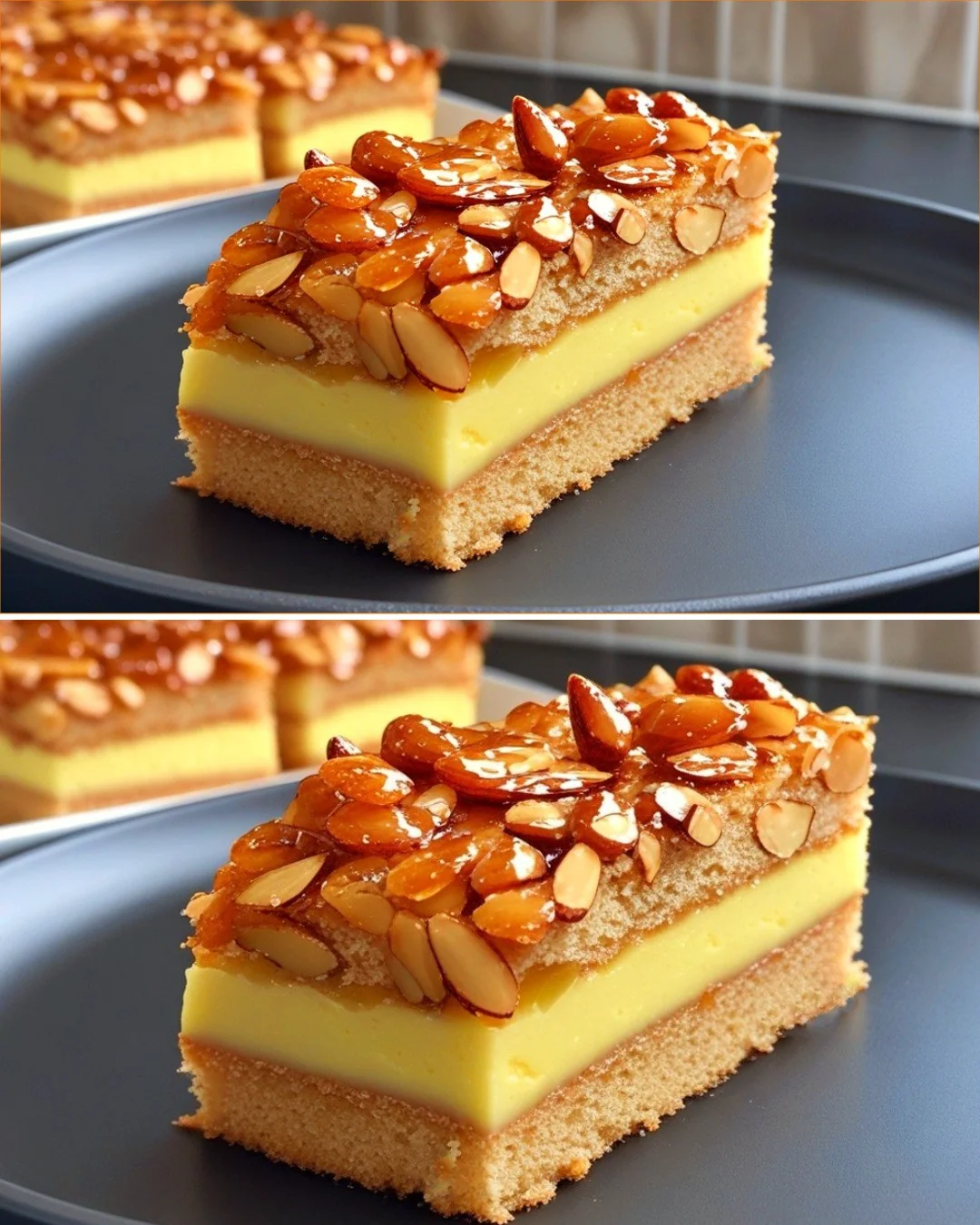 Ein köstlicher Bienenstichkuchen auf einer Kaffeetafel
