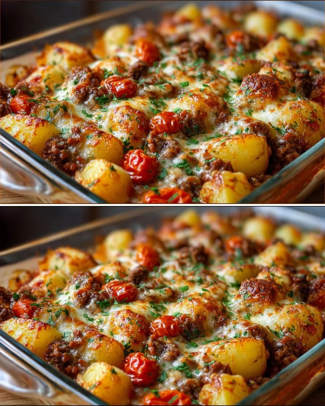 Budgetfreundlicher Kartoffelauflauf mit Kartoffeln, Käse und Gemüse
