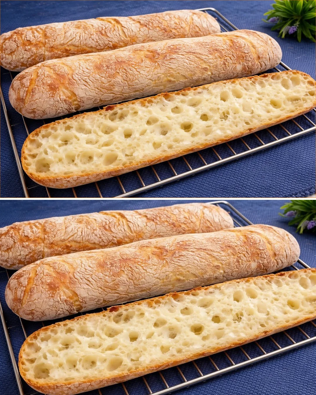 Frisches Ciabatta-Brot nach Rezept gebacken, knusprig und aromatisch.