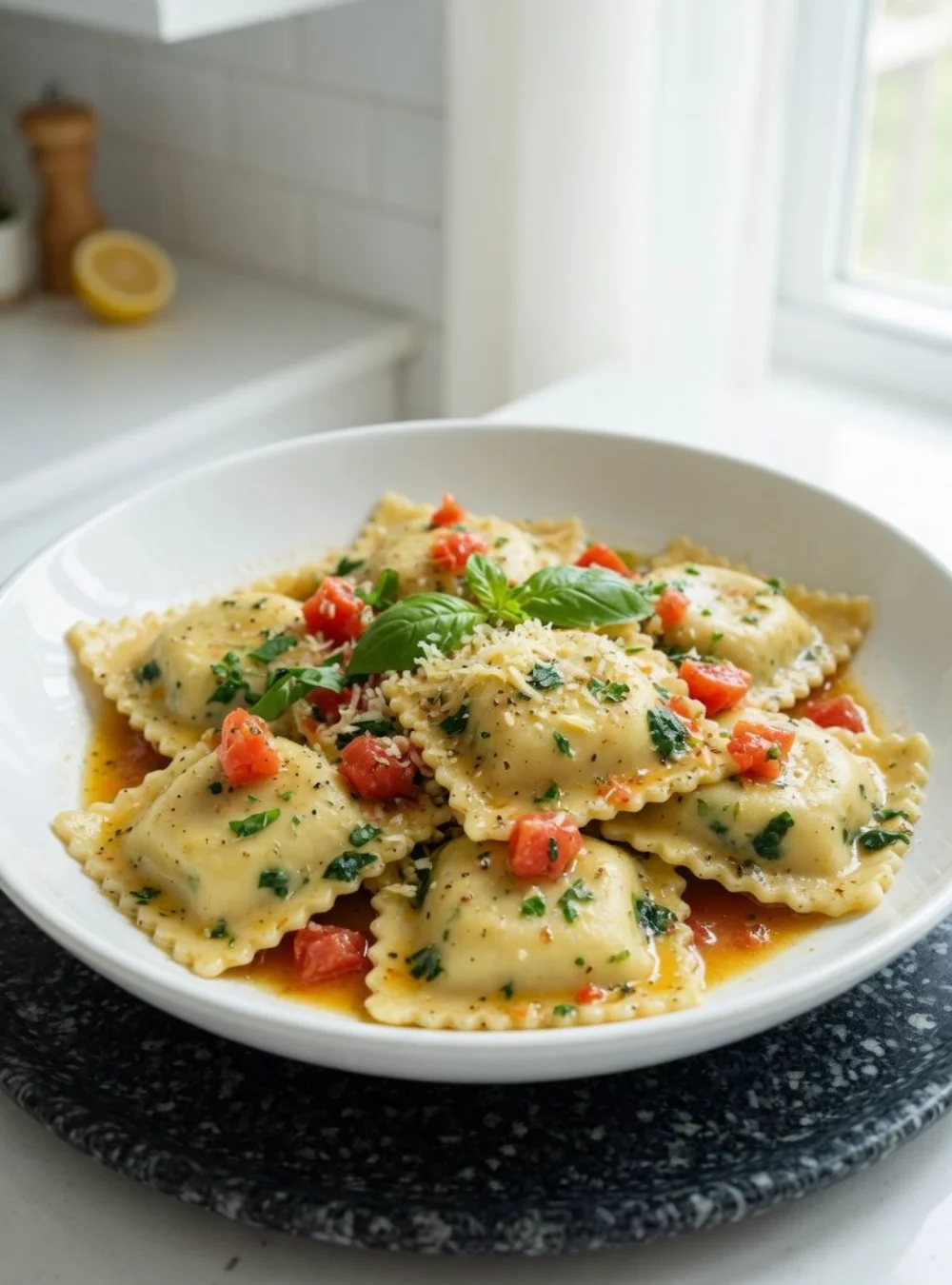 Cremige Toskanische Ravioli mit frischen Kräutern und reichhaltiger Füllung