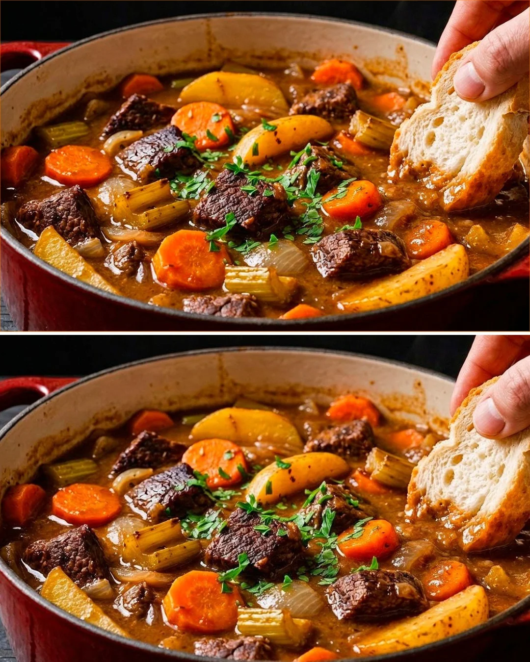 Deliziöses Rindergulasch mit frischen Zutaten und aromatischen Gewürzen.