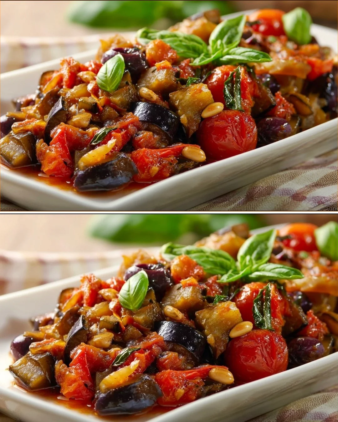 Traditionelle sizilianische Auberginen-Caponata serviert in einer Schüssel