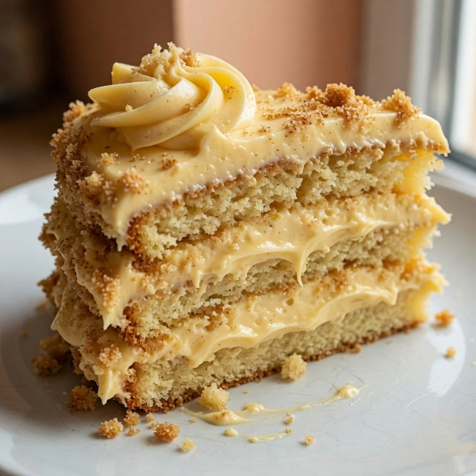 Eierlikör-Buttercreme-Torte mit Dekoration und frischen Zutaten