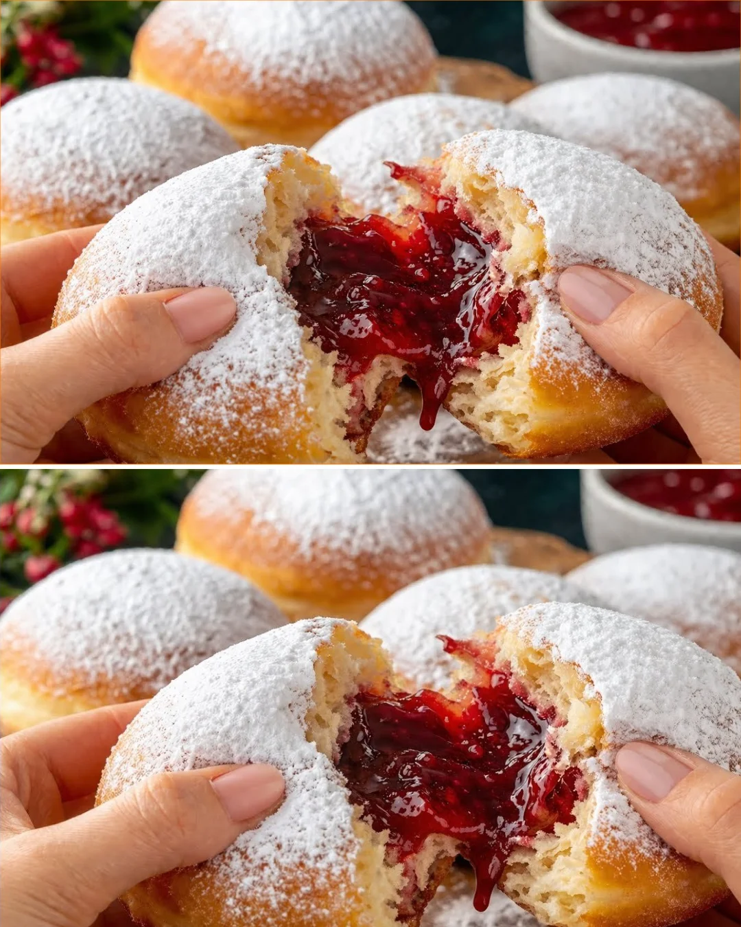 Einfache gebackene Donuts frisch aus dem Ofen, garnierte mit Zuckerguss.