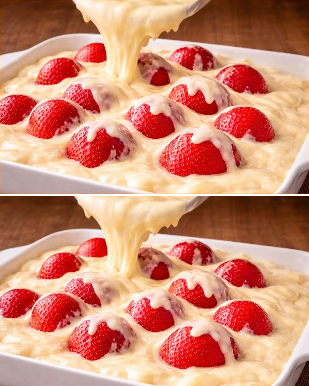 Schneller Erdbeerkuchen in 5 Minuten mit frischen Erdbeeren und Sahne.