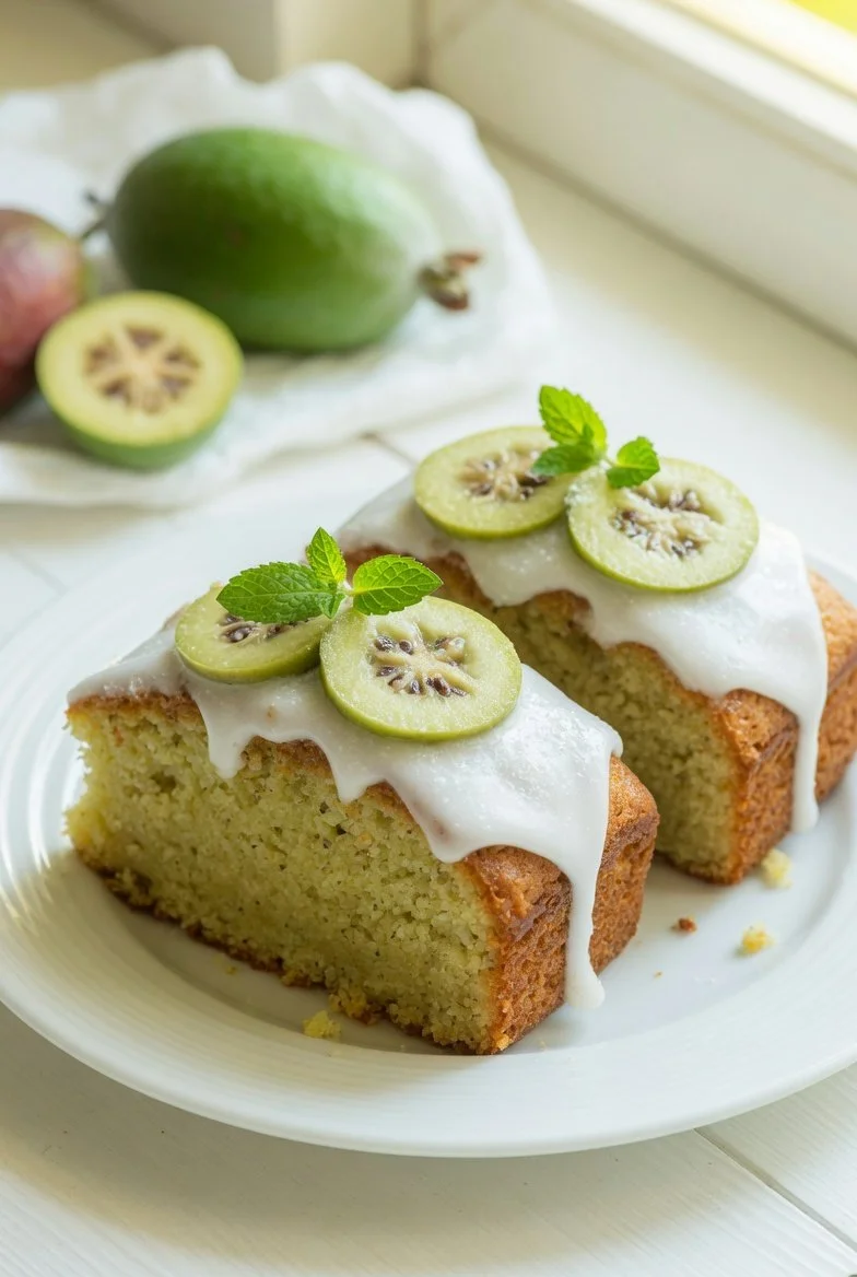 Fabelhafter Feijoa Kuchen mit frischen Feijoas und aromatischem Teig.