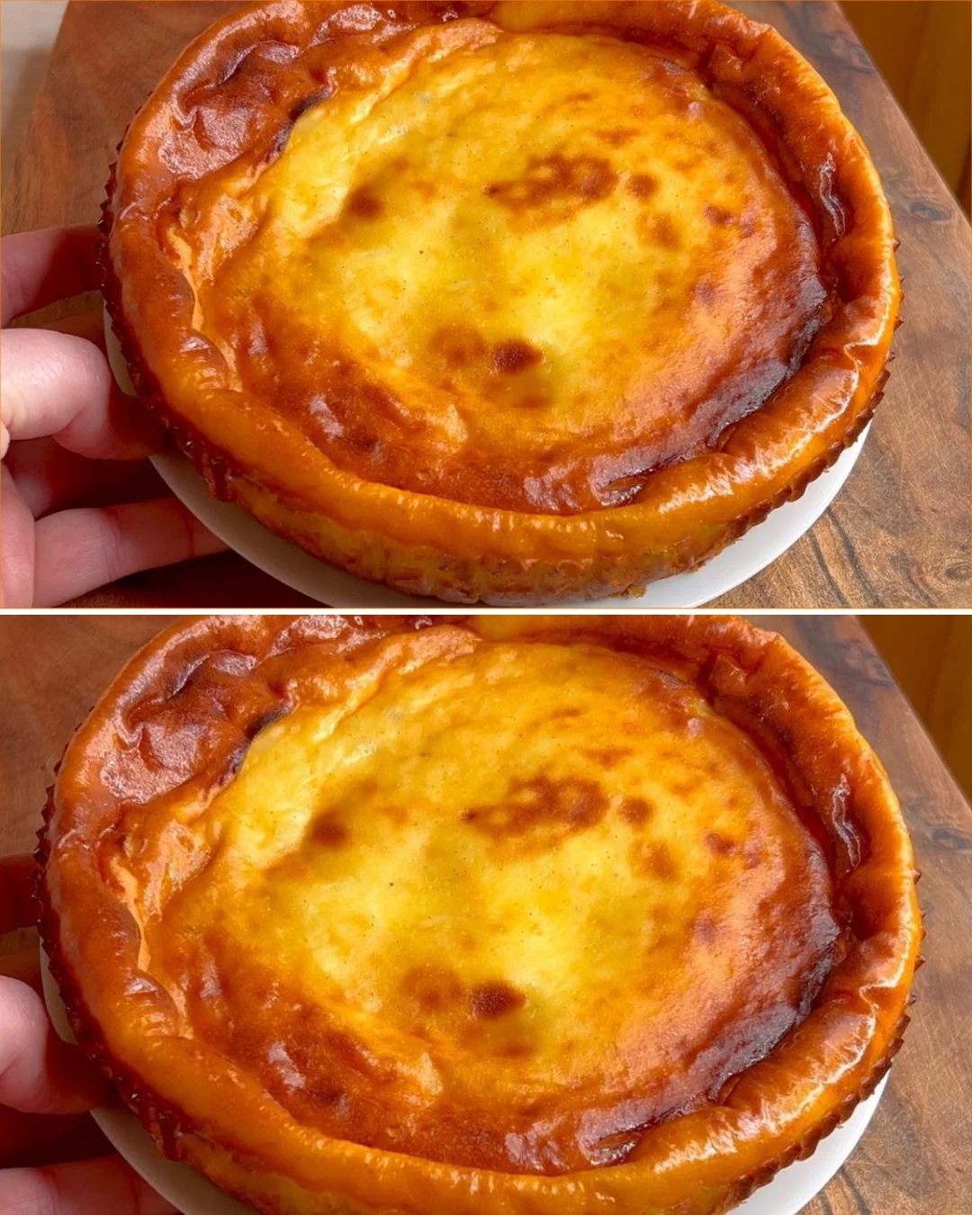 Flan Pâtissier - französische Pudding-Torte serviert auf einem Teller
