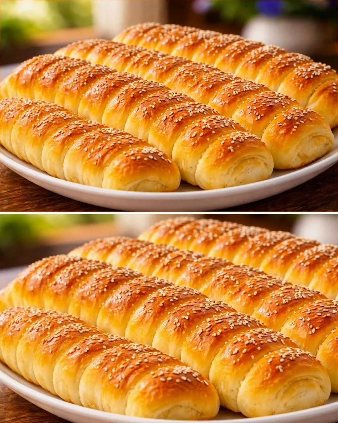 Fluffiges Käsebrot mit Hefe auf einem Holztisch, frisch gebacken und goldbraun.