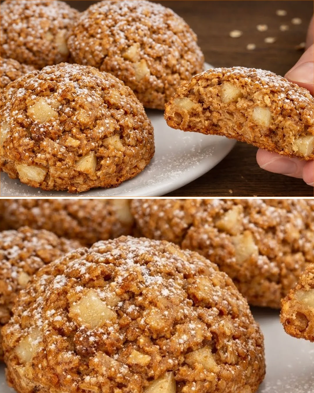 Gesunde Apfel-Haferkekse auf einem Teller, perfekt für den Snack zwischendurch