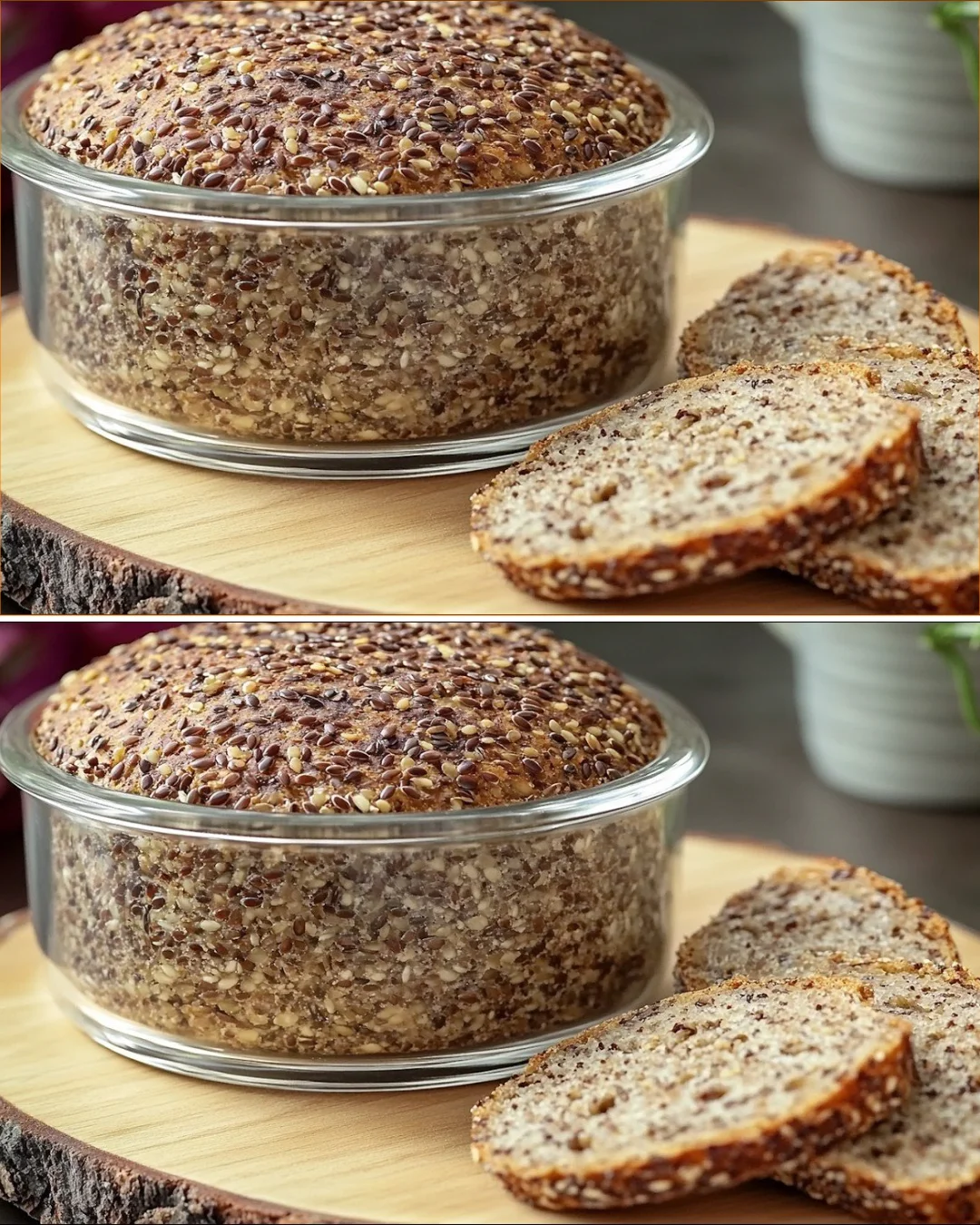 Gesundes Brot aus 2 Zutaten auf einem Holztisch präsentiert