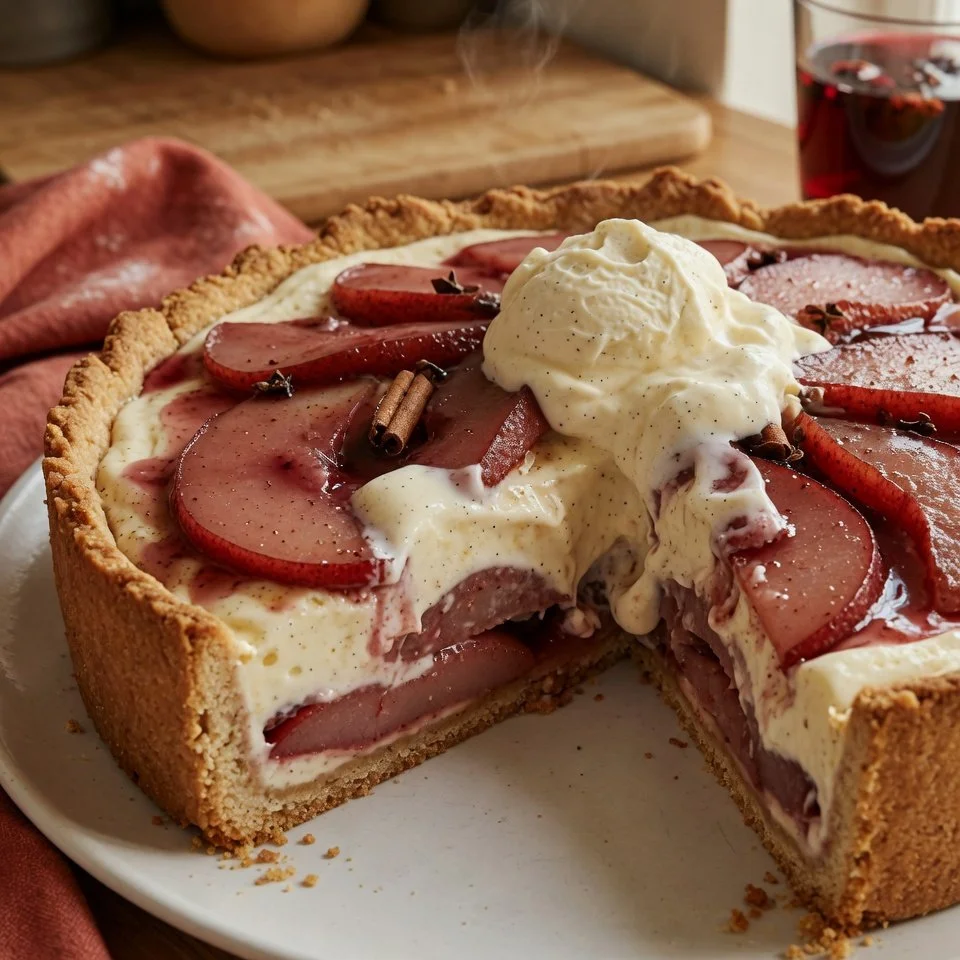 Glühwein-Birnen-Torte mit dekadentem Belag und aromatischen Gewürzen