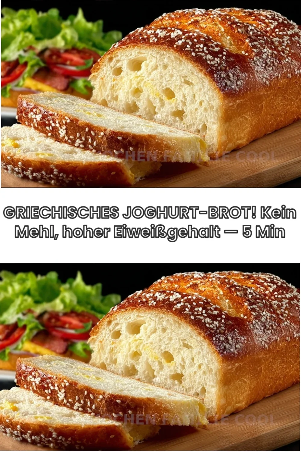 Griechisches Joghurt-Brot ohne Mehl, gesund und proteinreich, in 5 Minuten zubereitet