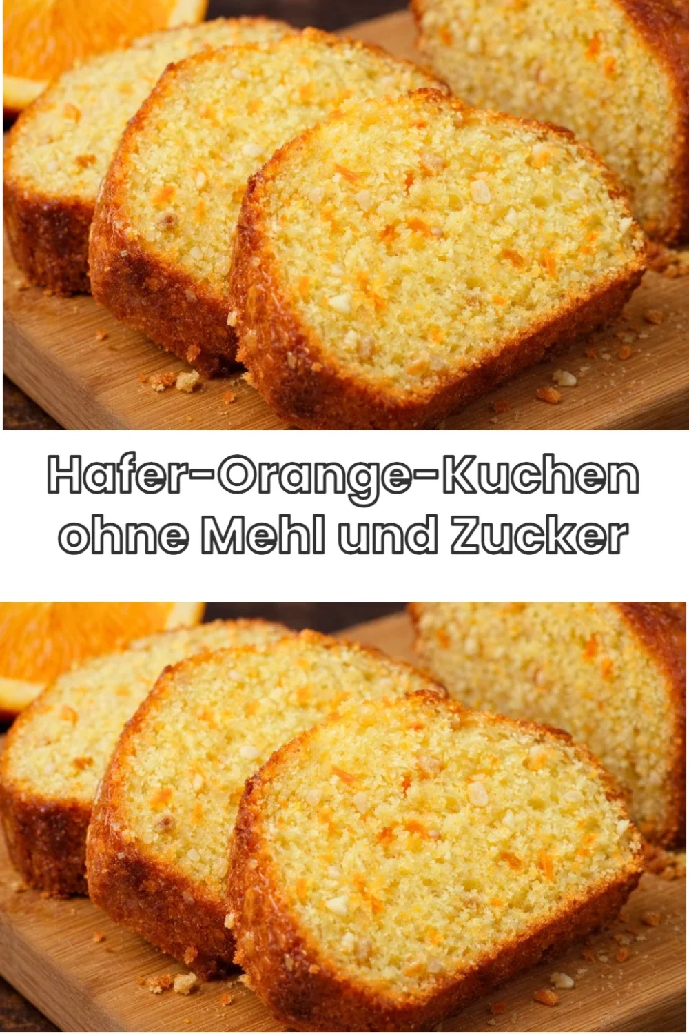 Himmlischer Hafer-Orange-Kuchen ohne Mehl und Zucker auf einem Teller
