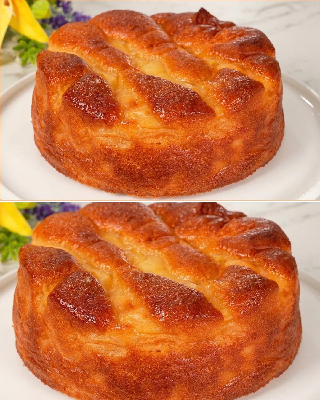 Italienischer Apfelkuchen mit Äpfeln und Puderzucker