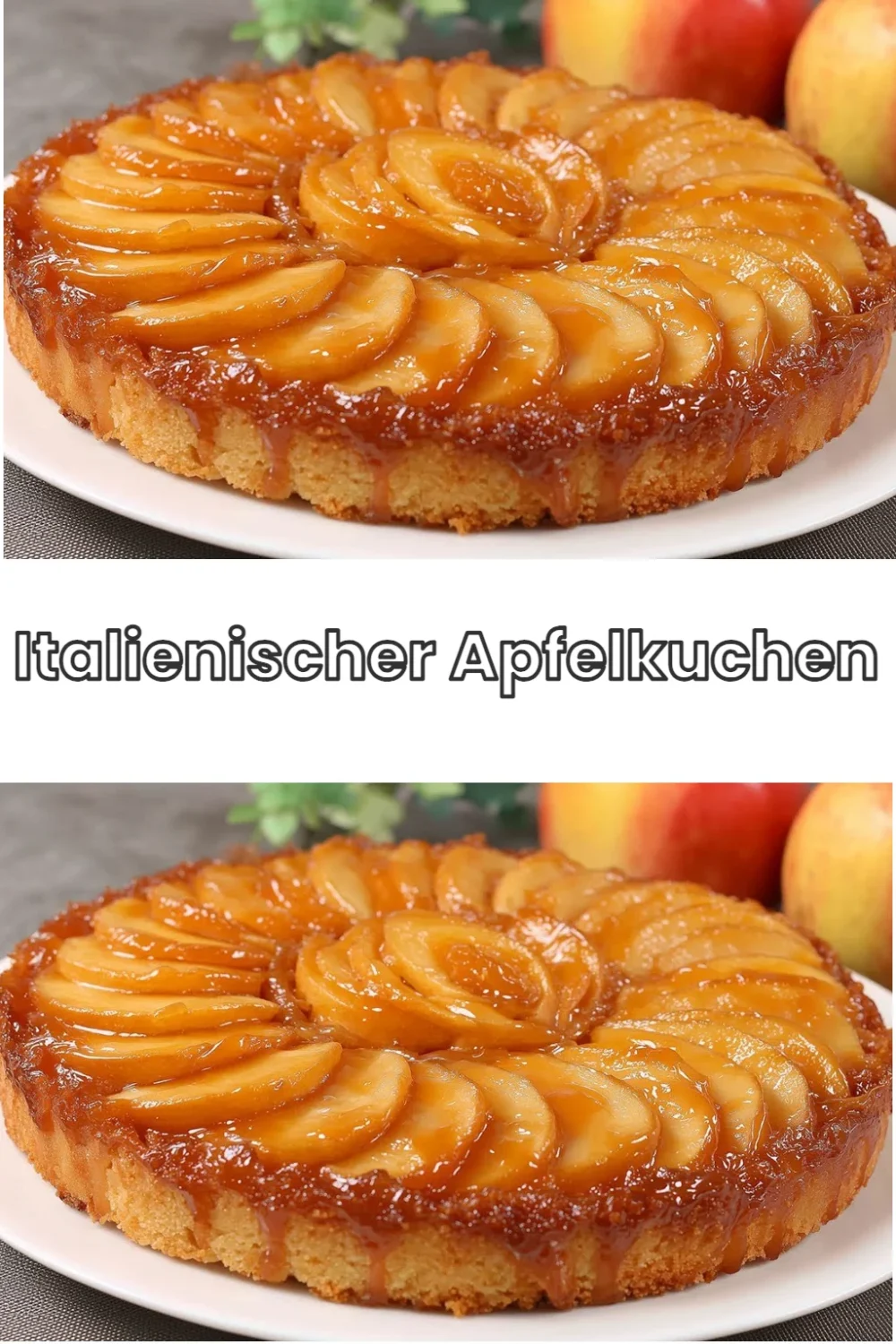 Italienischer Apfelkuchen mit frischen Äpfeln und Zimt