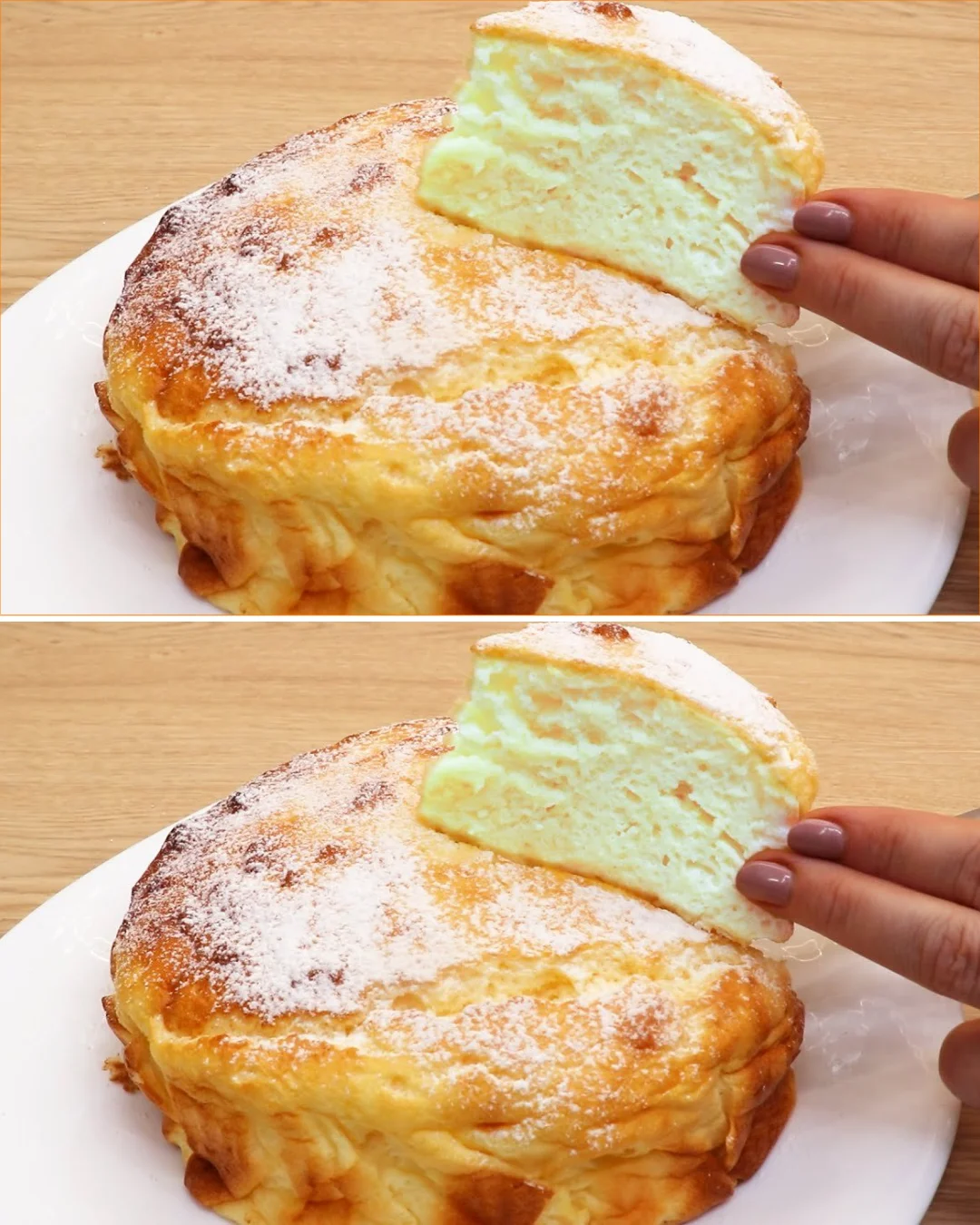Saftiger Joghurtkuchen frisch aus dem Ofen mit Früchten dekoriert.