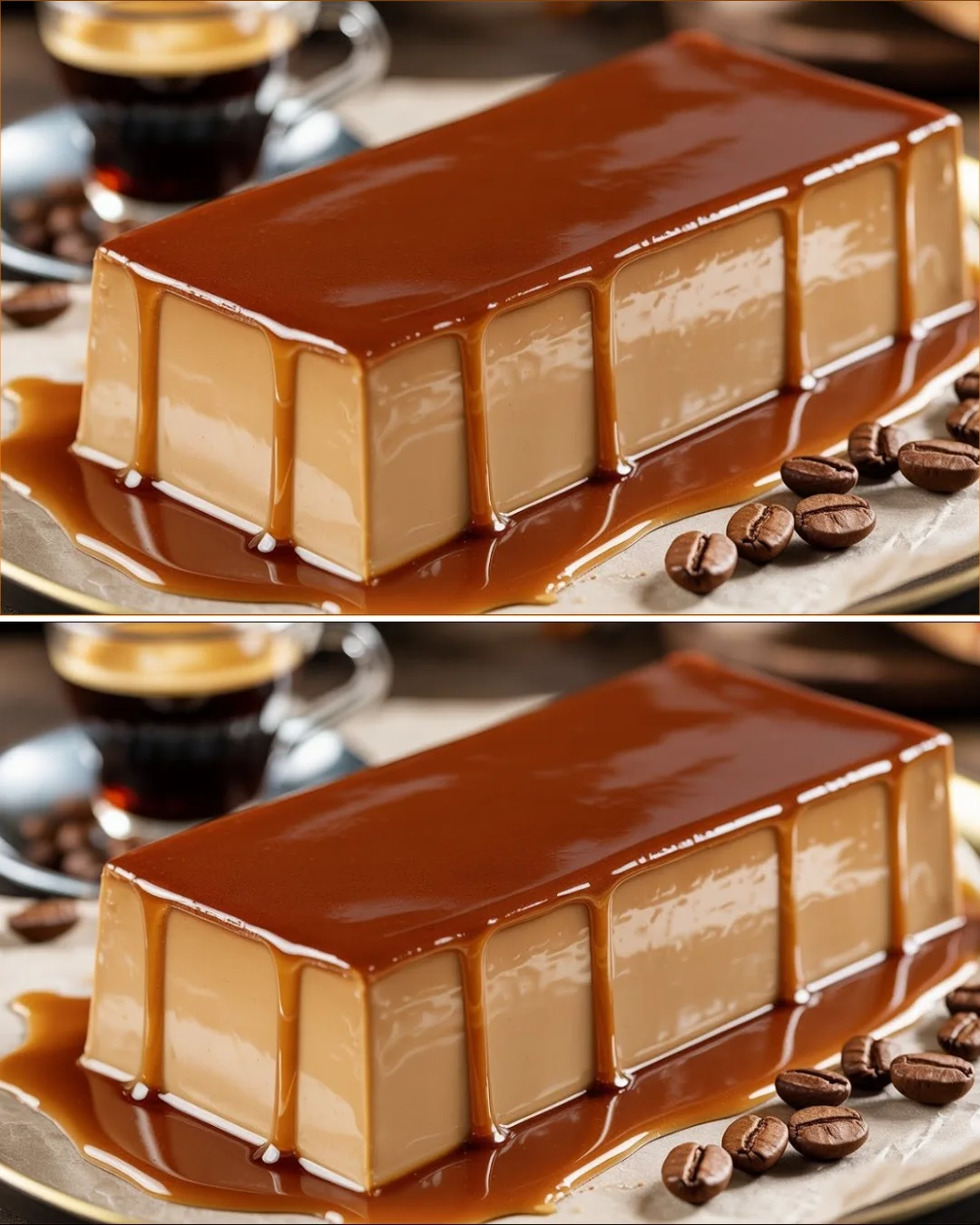 Köstlicher Kaffee Flan auf einem Dessertteller, perfekt zum Genuss.