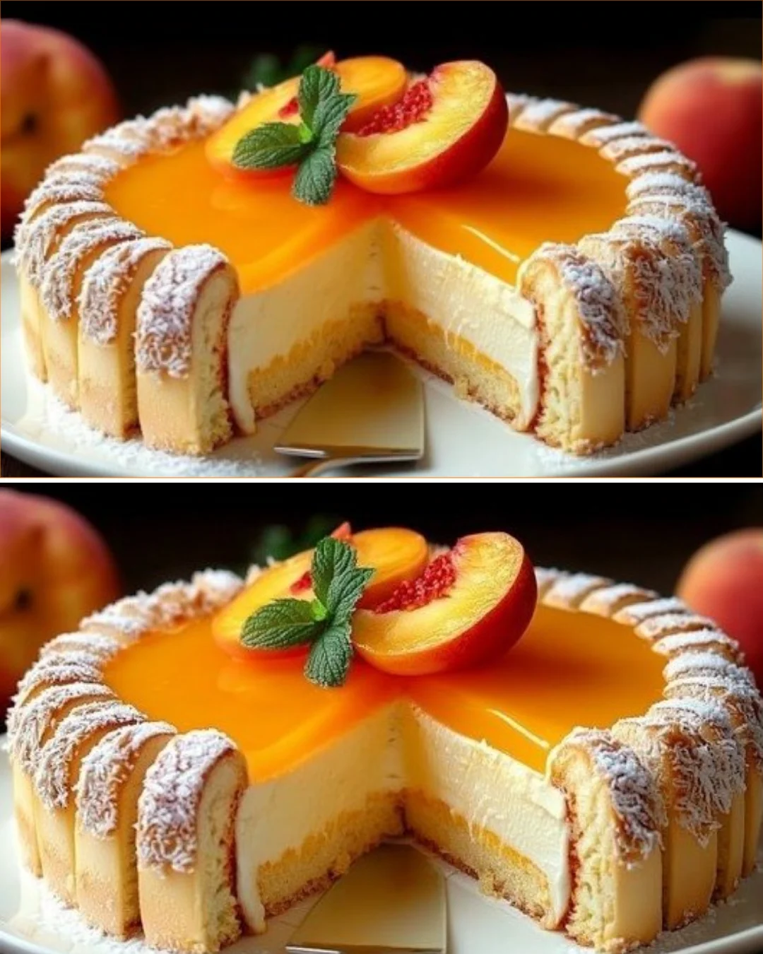 No-Bake Pfirsich Mascarpone Dessert mit frischen Pfirsichen und Mascarpone-Creme