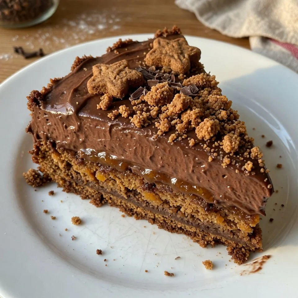 Lebkuchen-Schoko-Mousse-Torte mit weihnachtlicher Dekoration