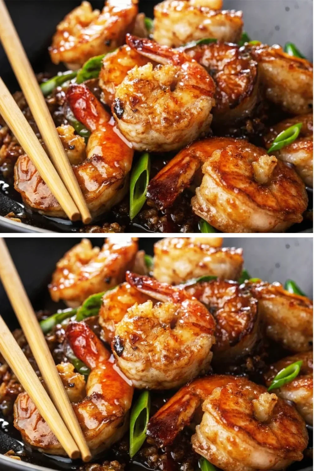 Leckere asiatische Garnelen mit Gewürzen und Beilagen.